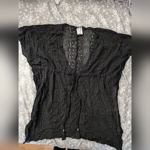 Women's Becca Swim Cover-up Black Crochet Lace Size XS
